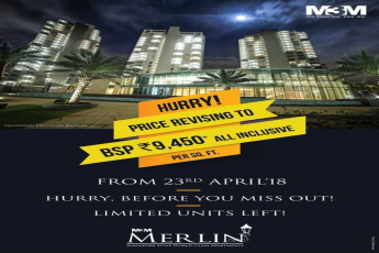 Price revising to BSP Rs. 9,450 per sqft. at M3M Merlin in Gurgaon